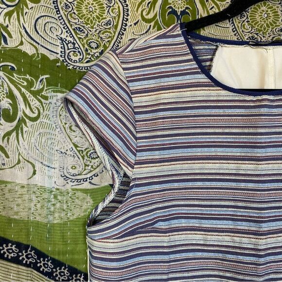 Zara W/B Collection Jacquard Metallic Striped Cropped Blouse Size Large - Picture 3 of 13